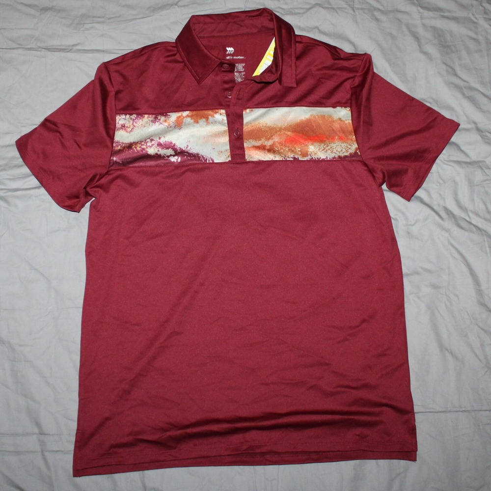 Men's All in Motion Stretch Dry Fit Polo Shirt Red New NWT size XXL